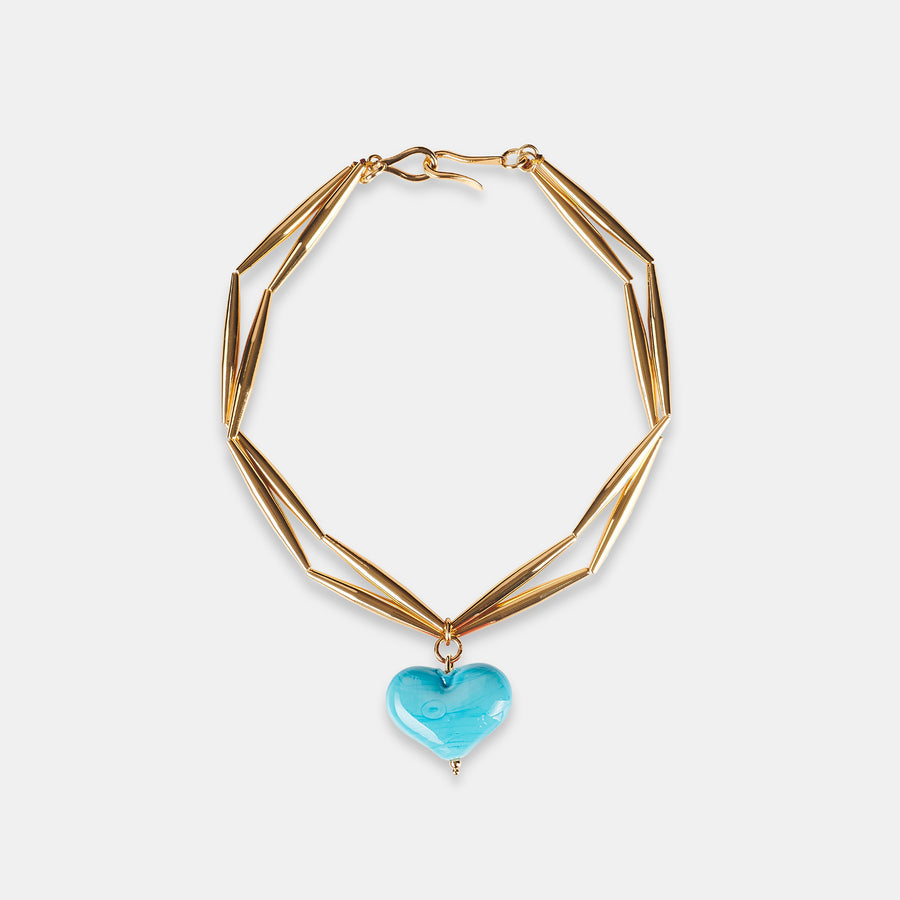 Cuore Duo Necklace - Turquoise
