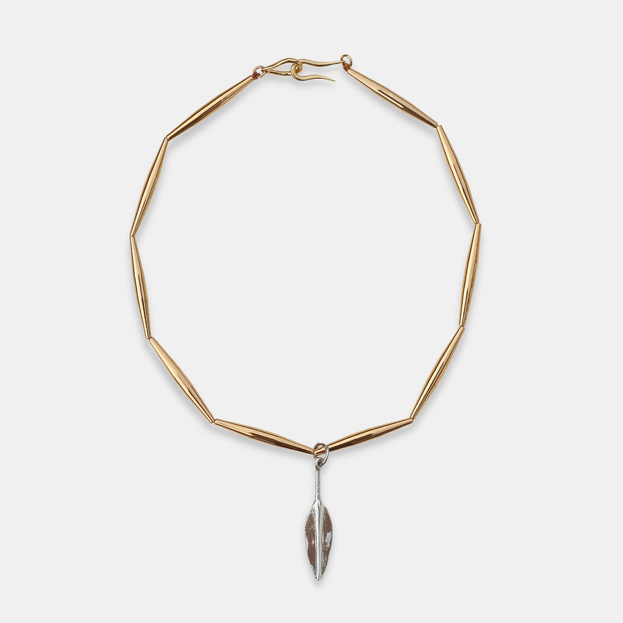Lumia Talismans Necklace in Gold - Feather Pendant