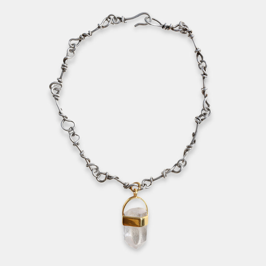Rock Crystal Necklace with Nomad Chain in Silver