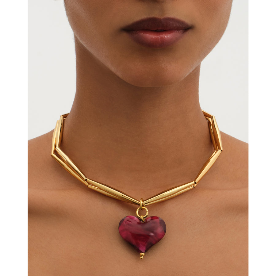 Cuore Duo Necklace - Bordeaux