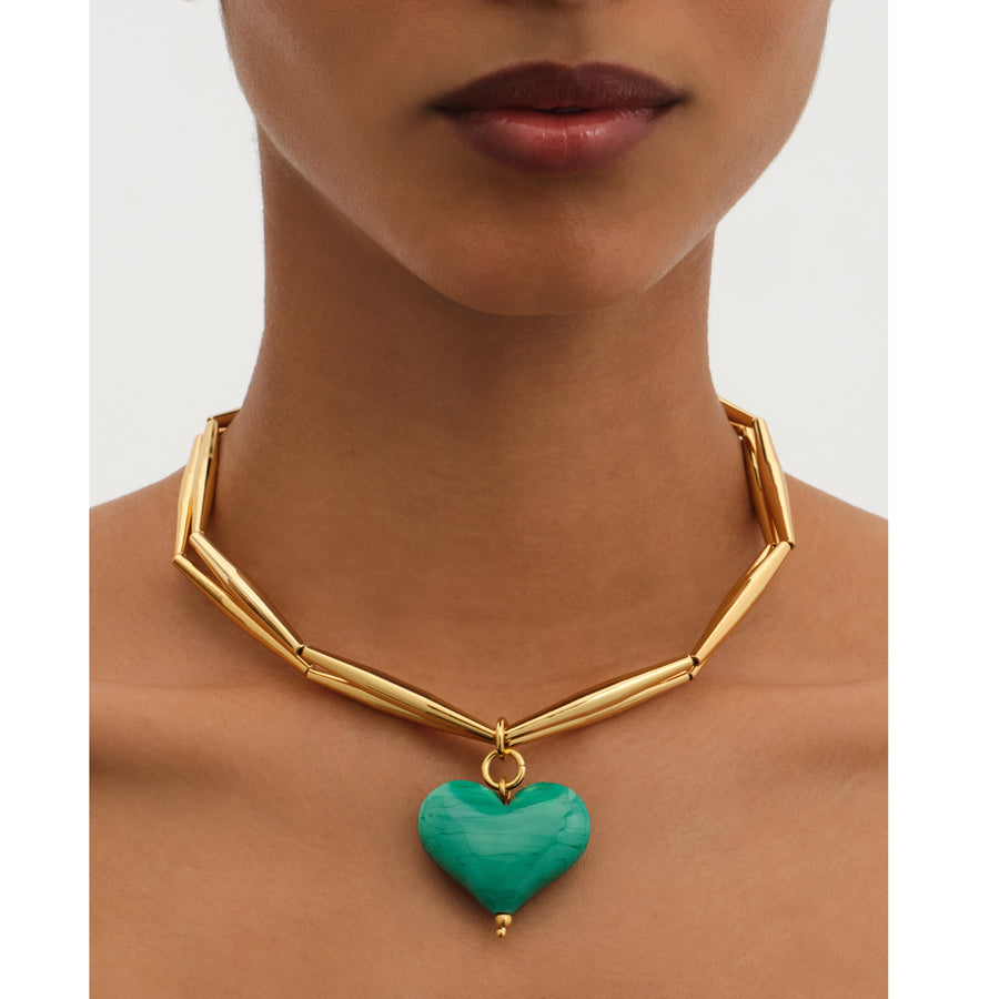 Cuore Duo Necklace - Mint
