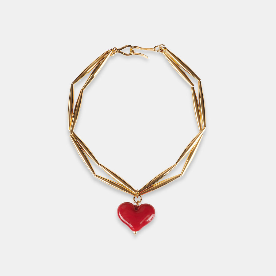 Cuore Duo Necklace - Burgundy