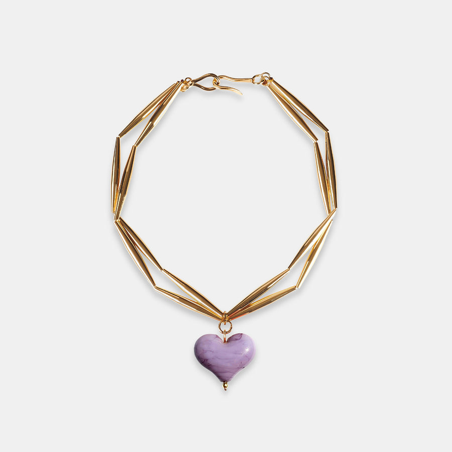 Cuore Duo Necklace -Lilac