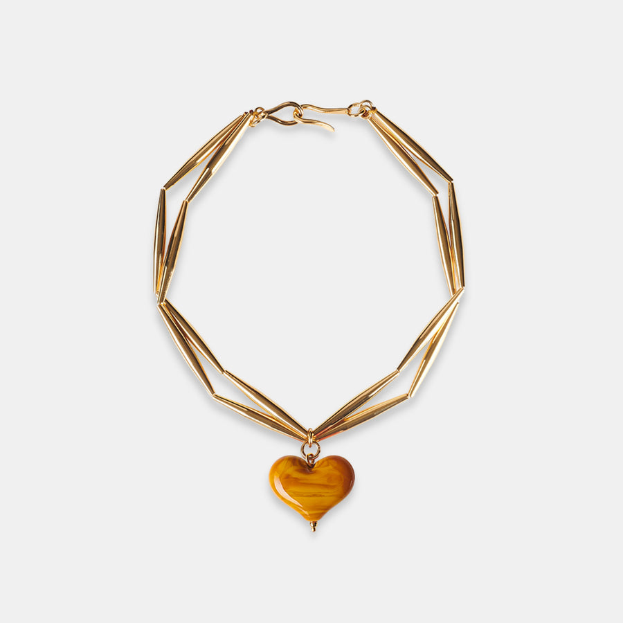 Cuore Duo Necklace - Mustard