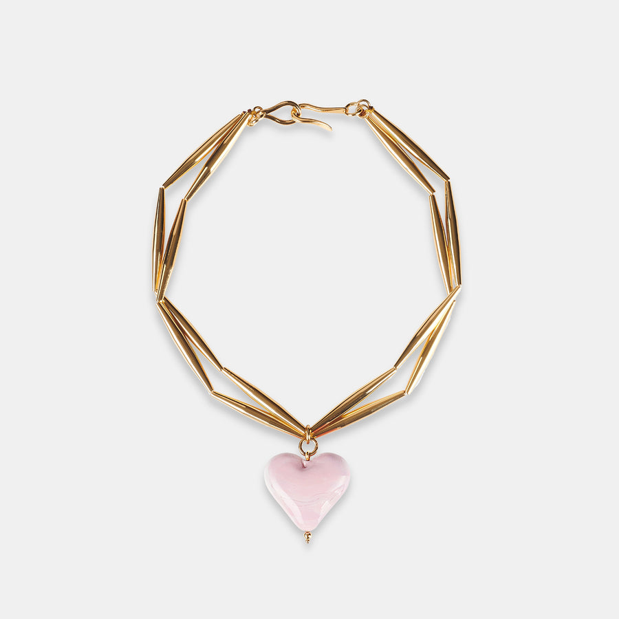 Cuore Duo Necklace - Pink Bubble