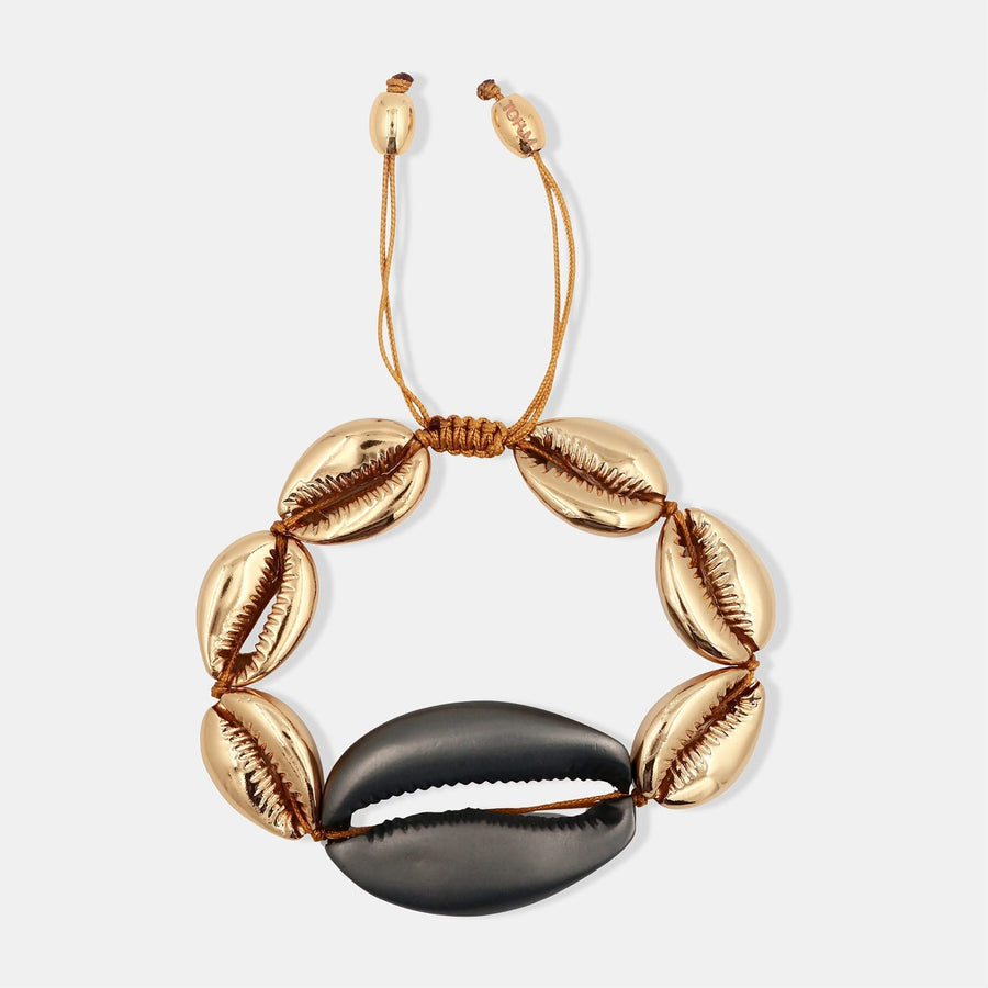 Concha Large Puka Bracelet With Mega Shell Golden & Gunmetal - Tohum Design