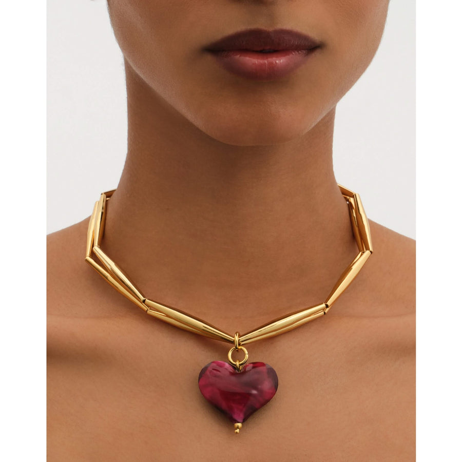 Cuore Duo Necklace - Bordeaux - Tohum Design