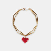 Cuore Duo Necklace - Burgundy