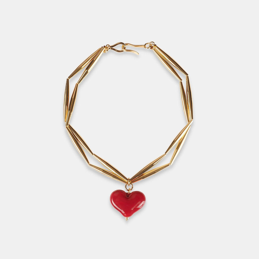 Cuore Duo Necklace - Burgundy - Tohum Design