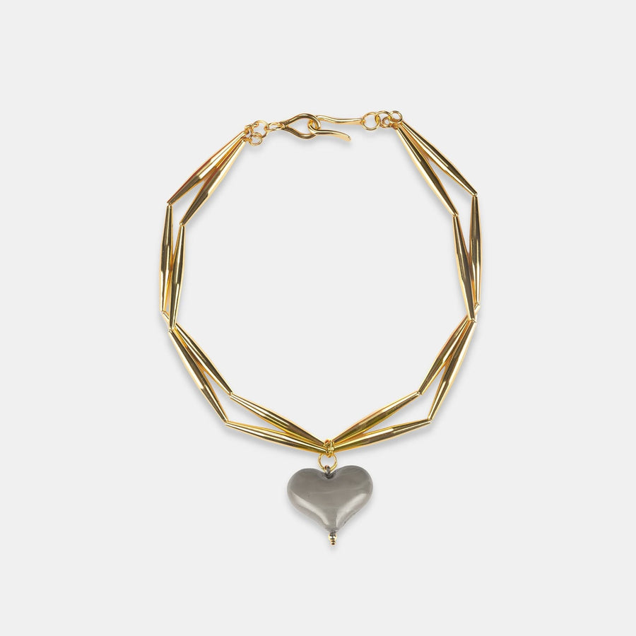 Cuore Duo Necklace - Grey - Tohum Design