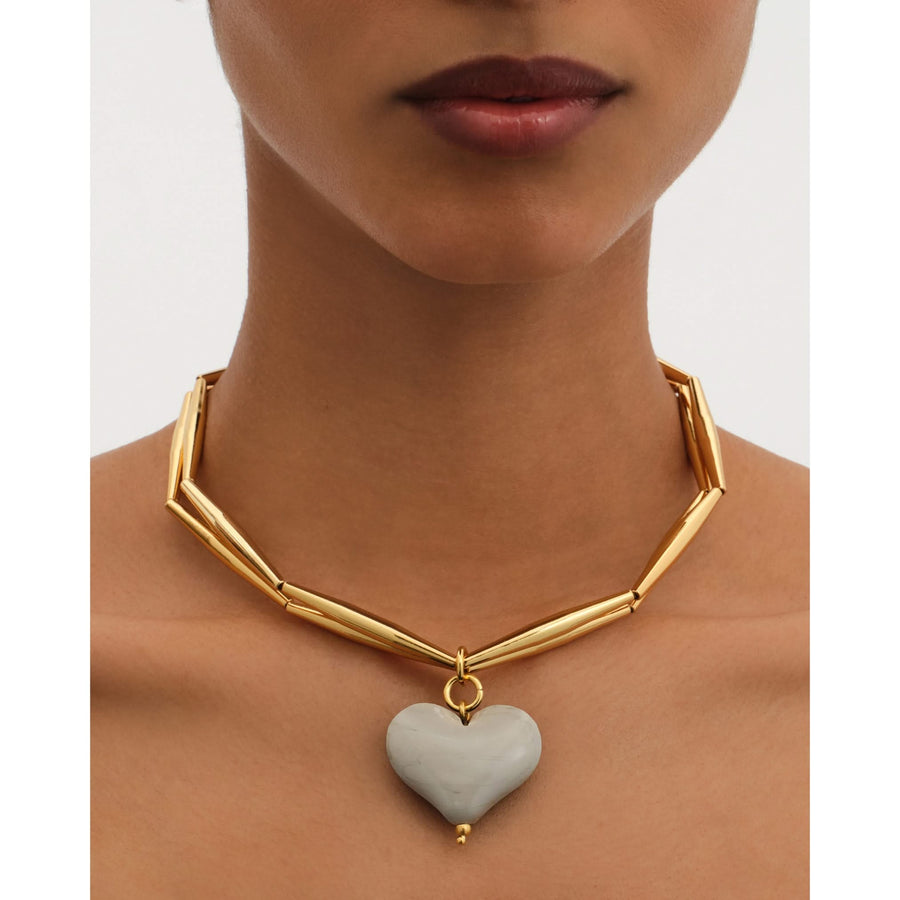 Cuore Duo Necklace - Grey - Tohum Design