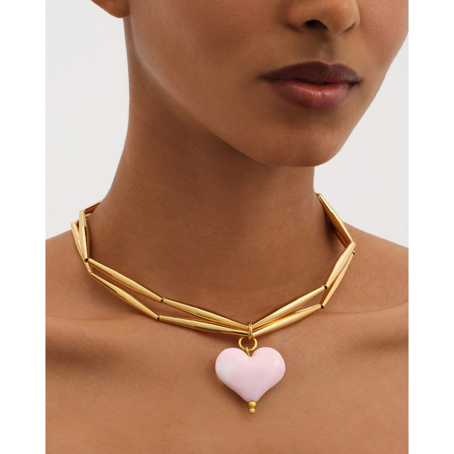 Cuore Duo Necklace - Pink Bubble - Tohum Design