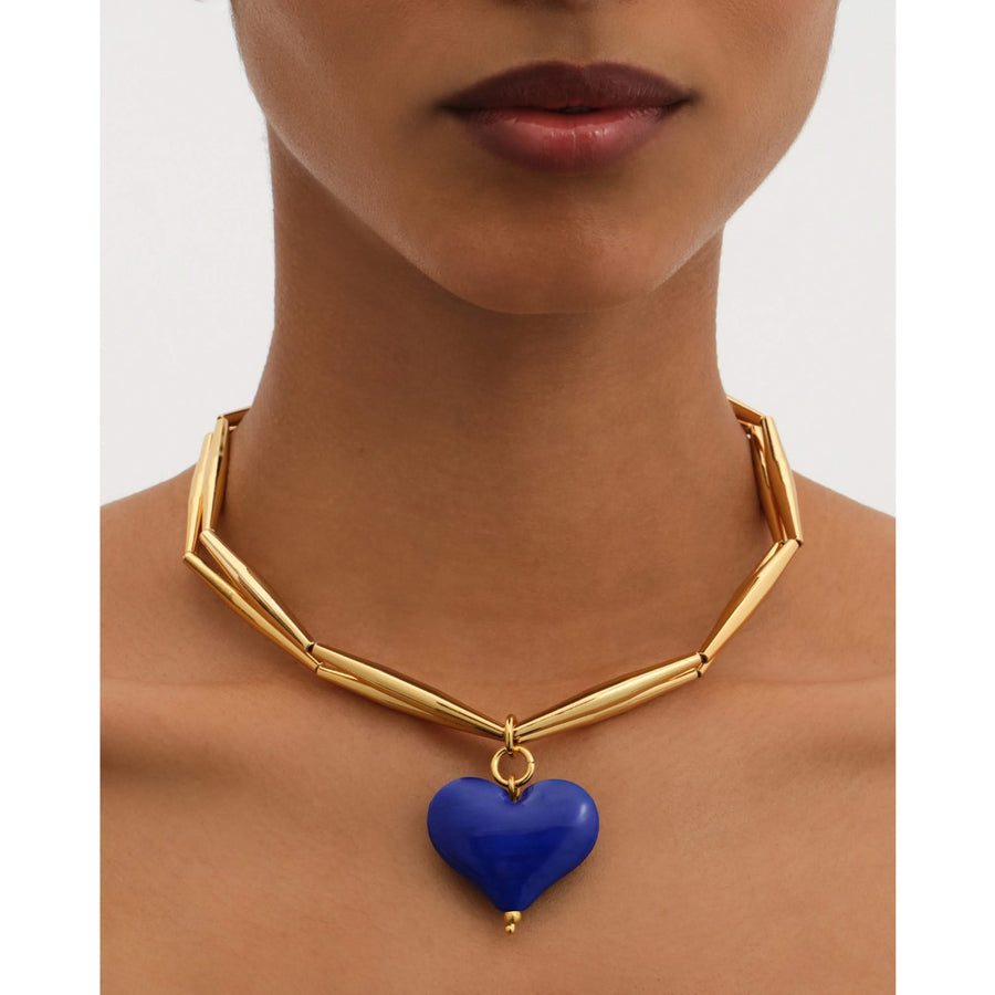Cuore Duo Necklace - Sky Blue - Tohum Design
