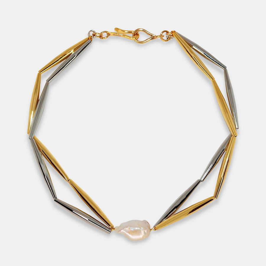 Lumia Helia Duo Mix Chain Necklace With Pearl - Tohum Design