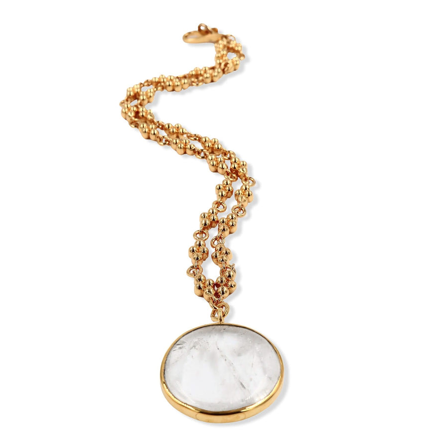 Necklace With Rock Crystal Pendant - Short - Tohum Design