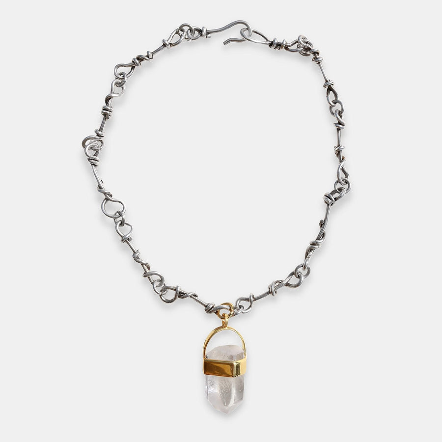 Rock Crystal Necklace with Nomad Chain in Silver - Tohum Design