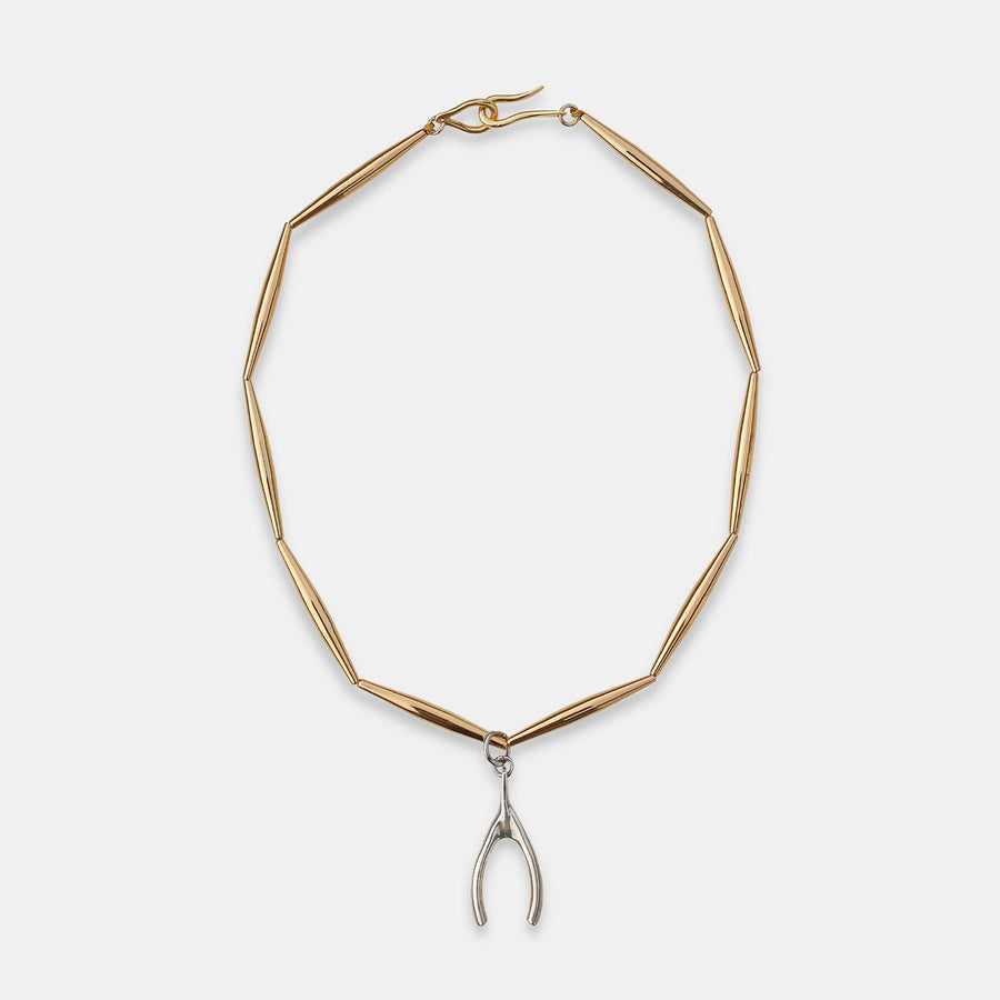 Lumia Talismans Necklace in Gold - Wishbone Pendant