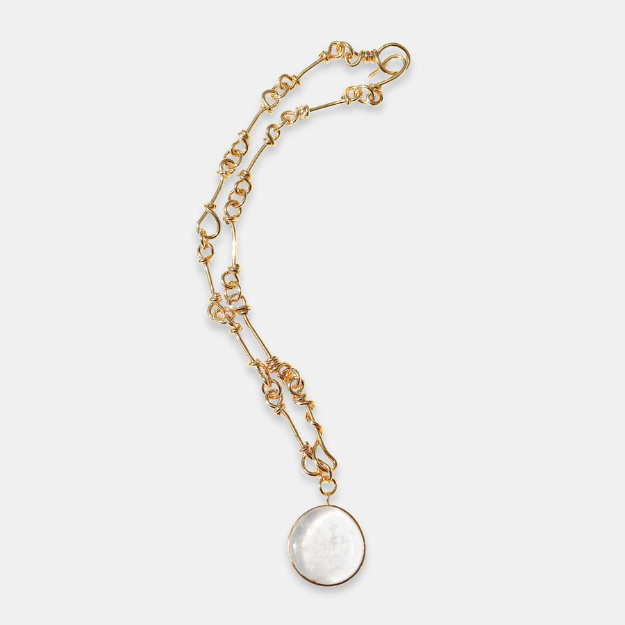 Rock Crystal Necklace with Nomad Chain in Gold