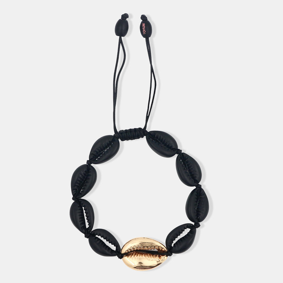 Concha Medium Puka Bracelet - Golden & Black