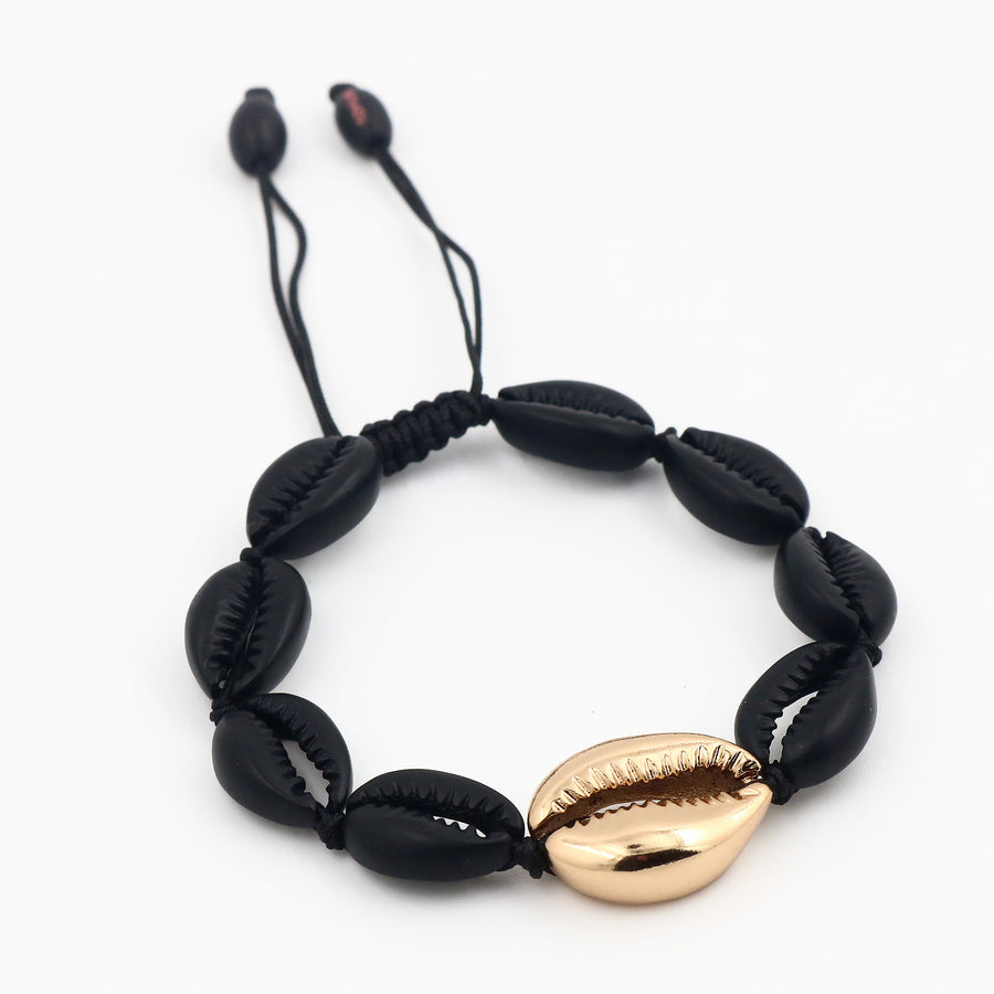 Concha Medium Puka Bracelet - Golden & Black