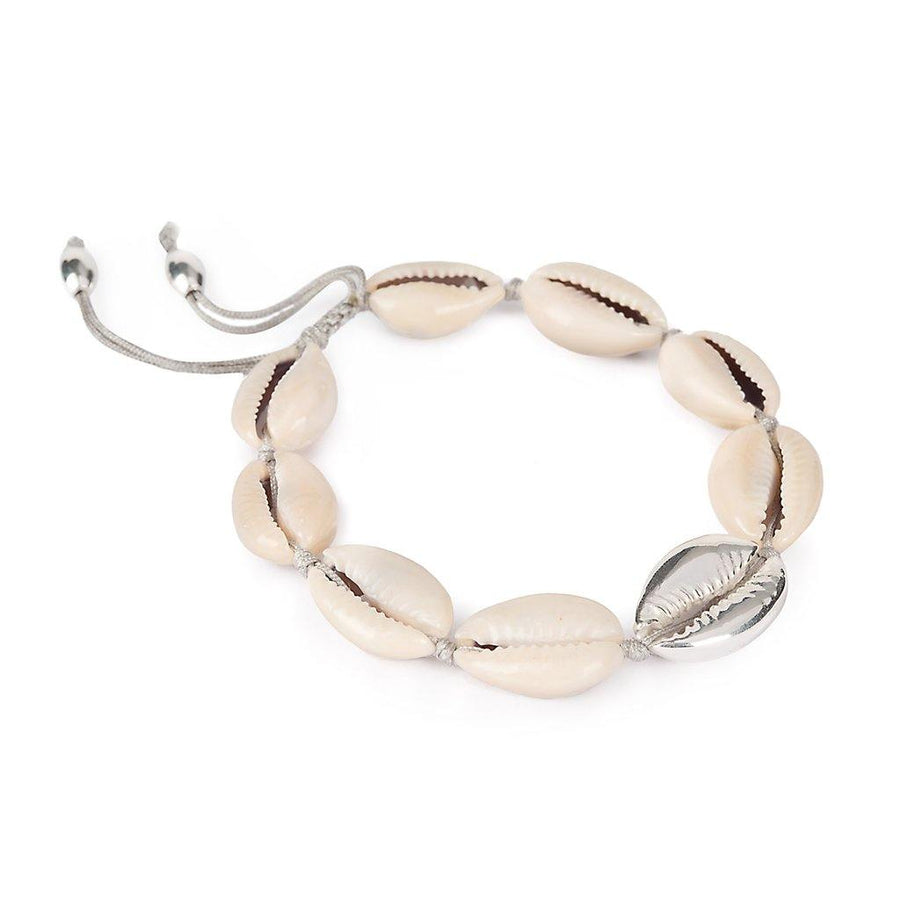 Concha Natural Large Puka Shell Bracelet With Silver Shell