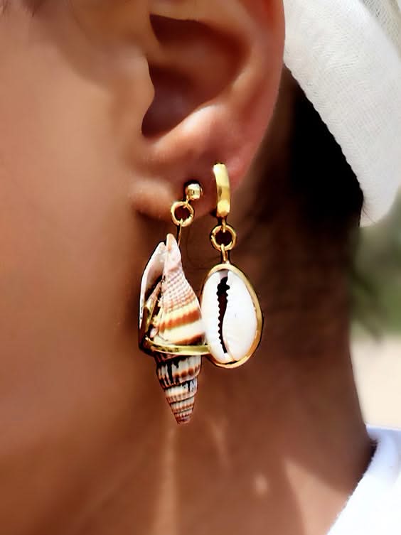 Concha Natural Large Puka Earrings - Tohum Design