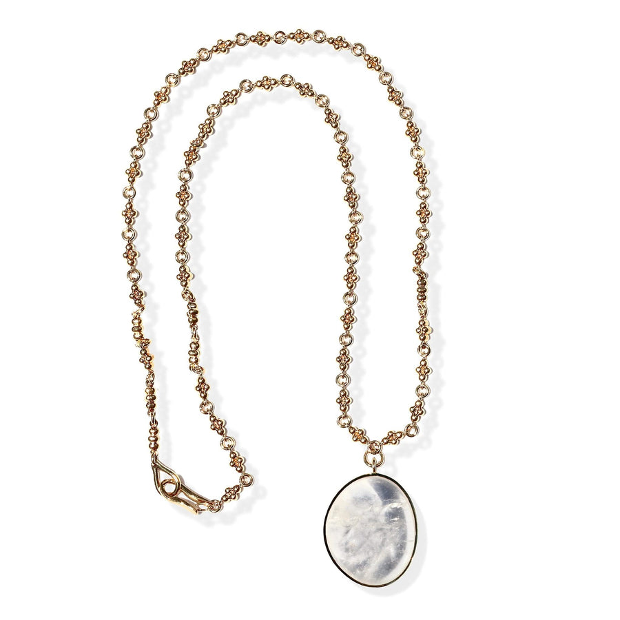 Cycles Necklace With Rock Crystal Pendant - Long - Tohum Design