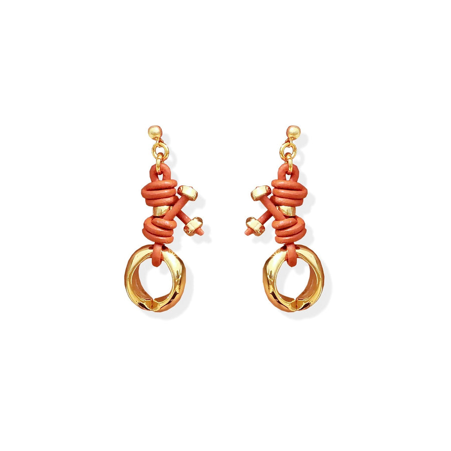 Terra Mali Leather Earrings I in Orange - Tohum Design