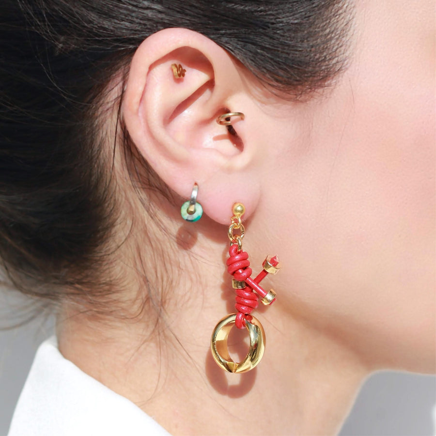 Terra Mali Leather Earrings I in Red - Tohum Design
