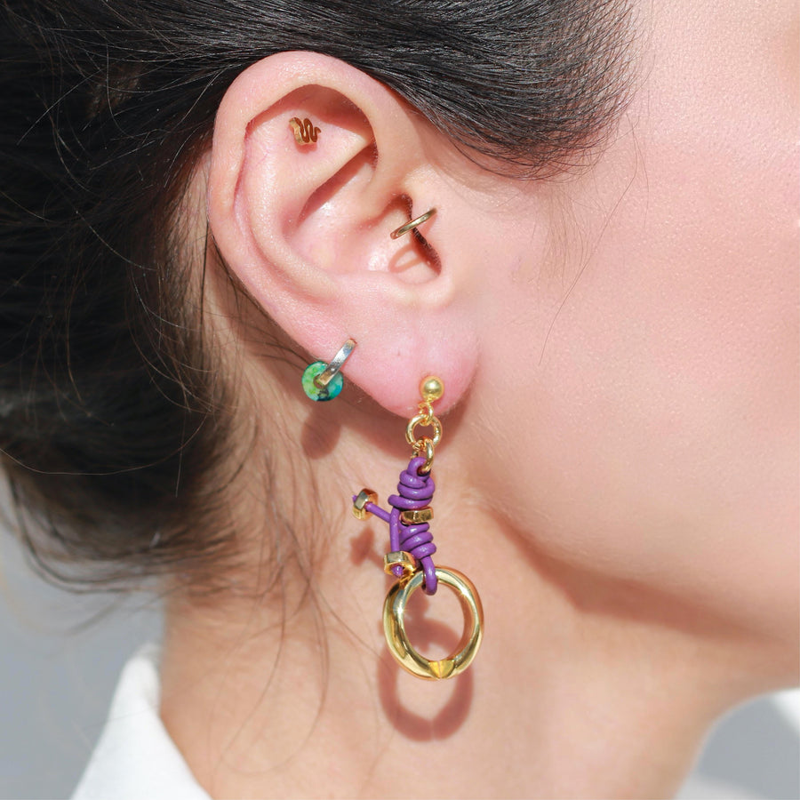 Terra Mali Leather Earrings I in Purple