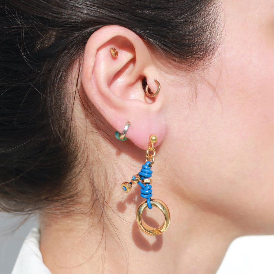 Terra Mali Leather Earrings I in Blue