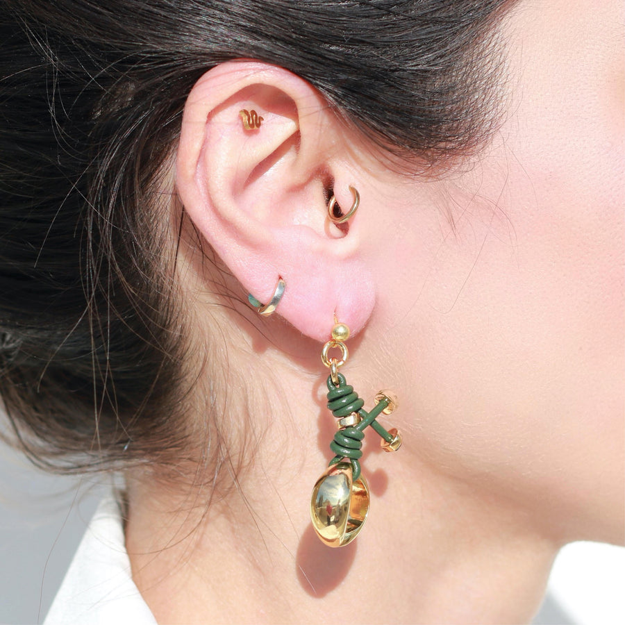 Terra Mali Leather Earrings I in Green